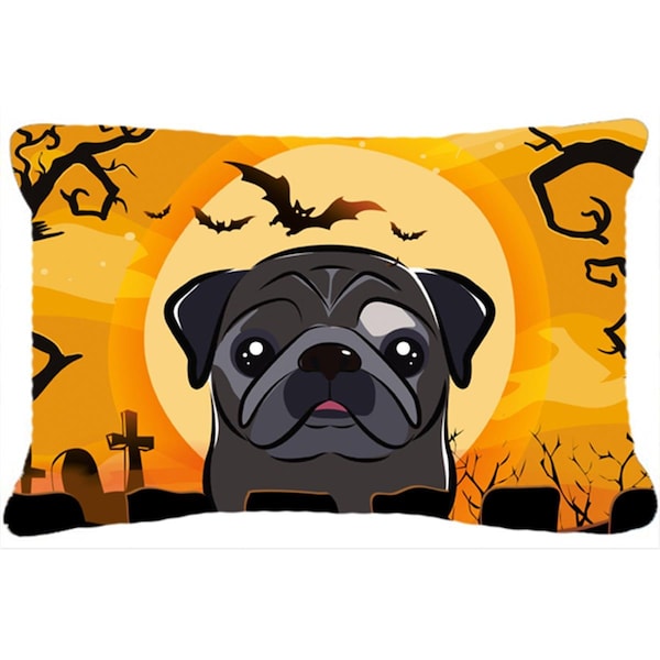Carolines Treasures Halloween Black Pug Fabric Decorative Pillow - BB1821PW1216