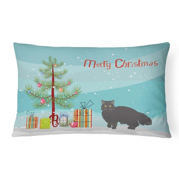 Carolines Treasures Carolines Treasures CK4680PW1216 12 x 3 x 16 in. Black Persian Traditional Cat Merry Christmas Canvas Fabric Decorative Pillow - CK4680PW1216