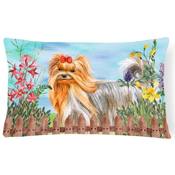Carolines Treasures Carolines Treasures CK1247PW1216 Yorkshire Terrier Spring Canvas Fabric Decorative Pillow - CK1247PW1216