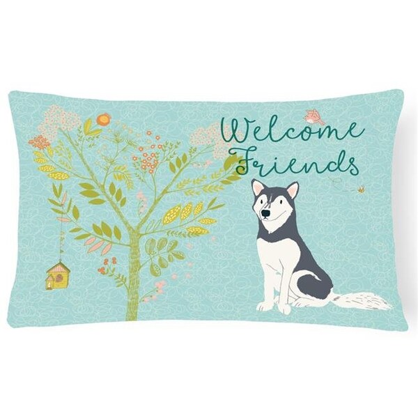 Carolines Treasures Carolines Treasures BB7594PW1216 Welcome Friends Siberian Husky Canvas Fabric Decorative Pillow; 12 x 16 in. - BB7594PW1216