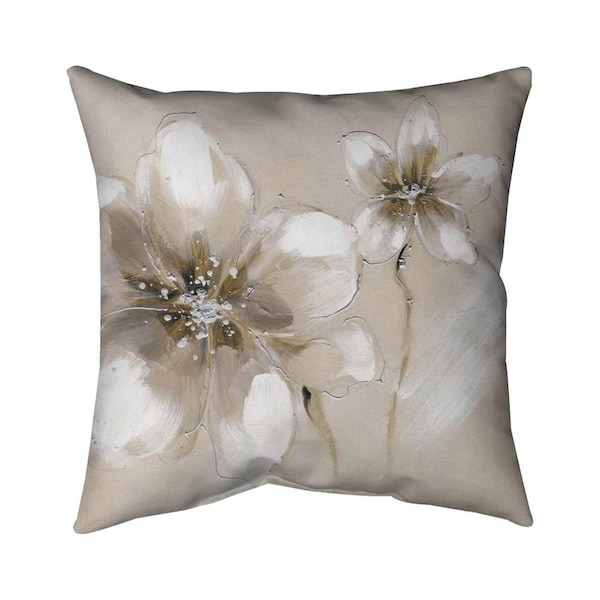 Fondo 26 x 26 in. Two Cream Flowers-Double Sided Print Indoor Pillow - FO2791754