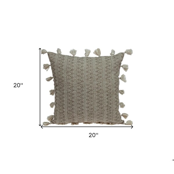 Homeroots 20 x 20 x 5 in. Beige Neutral Sand Woven Throw Pillow - 383113