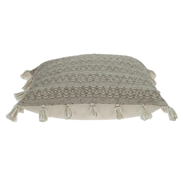 Homeroots 20 x 20 x 5 in. Beige Neutral Sand Woven Throw Pillow - 383113