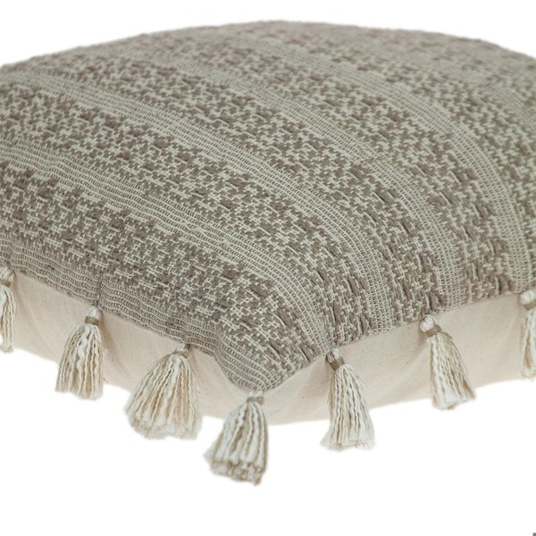 Homeroots 20 x 20 x 5 in. Beige Neutral Sand Woven Throw Pillow - 383113