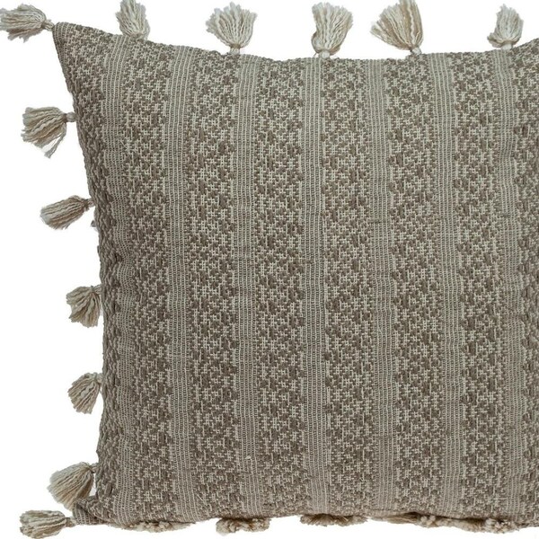 Homeroots 20 x 20 x 5 in. Beige Neutral Sand Woven Throw Pillow - 383113