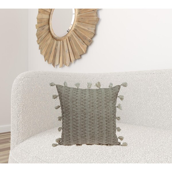 Homeroots 20 x 20 x 5 in. Beige Neutral Sand Woven Throw Pillow - 383113