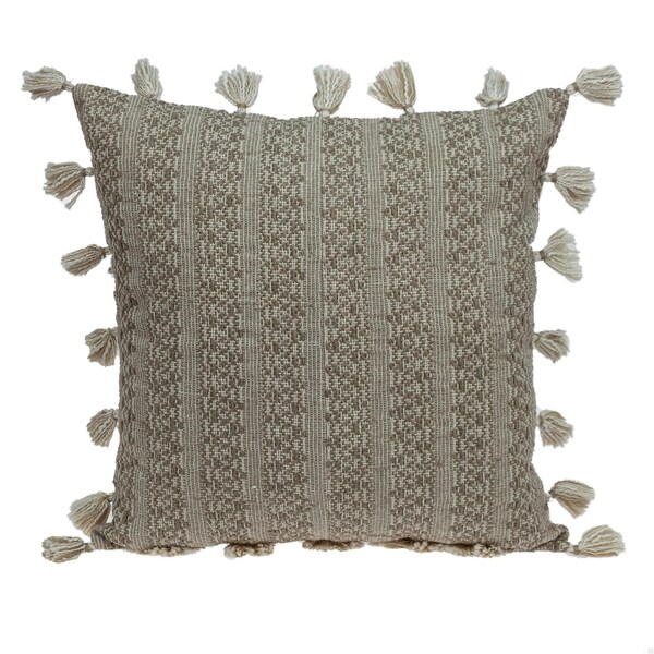 Homeroots 20 x 20 x 5 in. Beige Neutral Sand Woven Throw Pillow - 383113