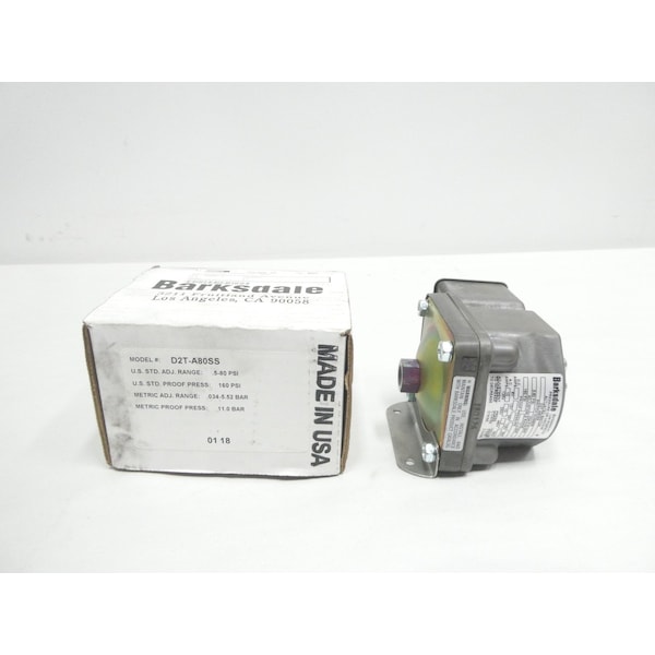 Interruptor de presión Barksdale 0.5-80PSI 125/250/480V-AC - D2T-A8033