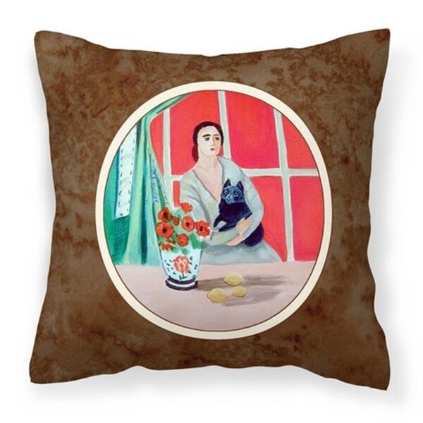 Carolines Treasures Carolines Treasures 7269PW1414 Lady with Her Schipperke Fabric Decorative Pillow; 14 x 3 x 14 in. - 7269PW1414