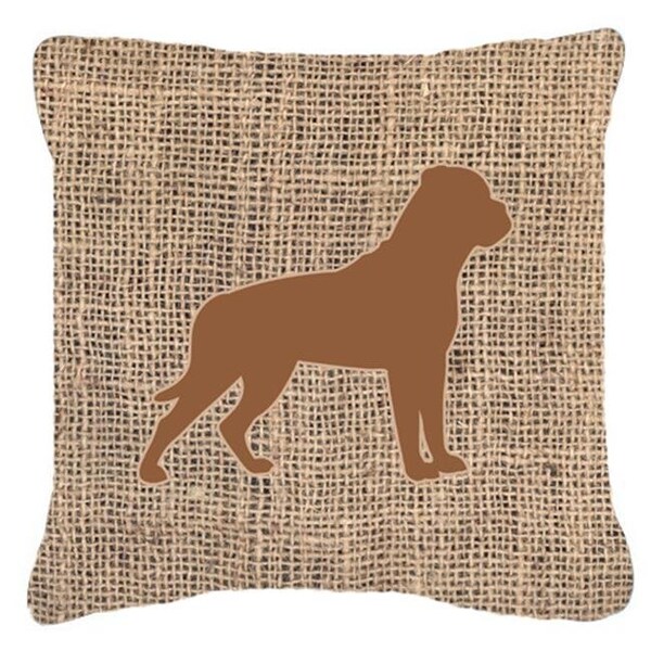 Carolines Treasures Carolines Treasures BB1083-BL-BN-PW1414 Rottweiler Burlap & Brown Decorative Fabric Pillow - BB1083-BL-BN-PW1414