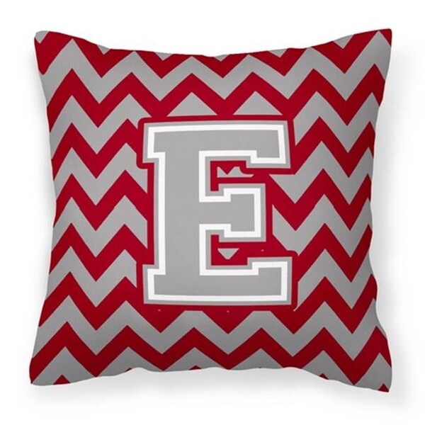 Carolines Treasures Carolines Treasures CJ1043-EPW1414 Letter E Chevron Crimson & Grey Fabric Decorative Pillow - CJ1043-EPW1414