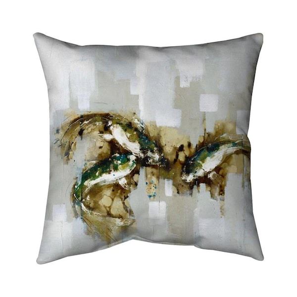 Begin Home Decor 26 x 26 in. Three Abstract Koi Fish-Double Sided Print Indoor Pillow - 5541-2626-AN52