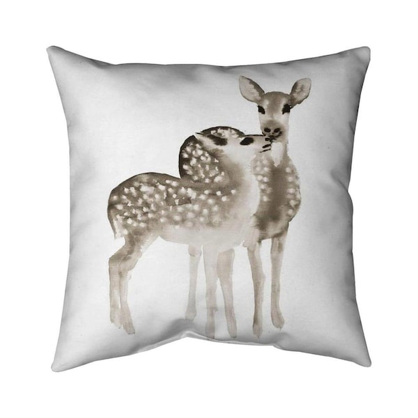 Begin Home Decor 20 x 20 in. Sepia Fawns Love-Double Sided Print Indoor Pillow - 5541-2020-AN454-2