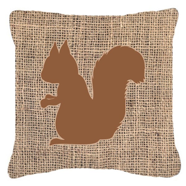 Jensendistributionservices Squirrel Burlap and Brown Indoor & Outdoor Decorative Fabric Pillow - 18 x 18 in. - MI2549640