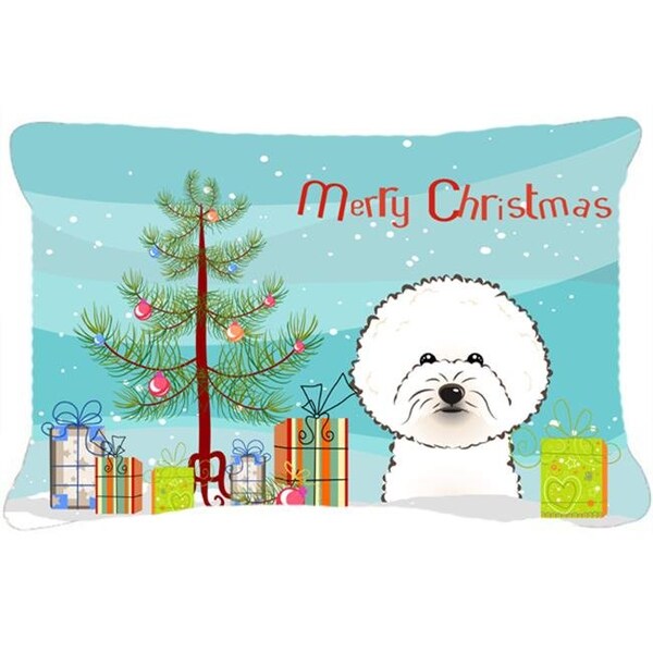 Carolines Treasures Carolines Treasures BB1589PW1216 Christmas Tree & Bichon Frise Fabric Decorative Pillow - BB1589PW1216