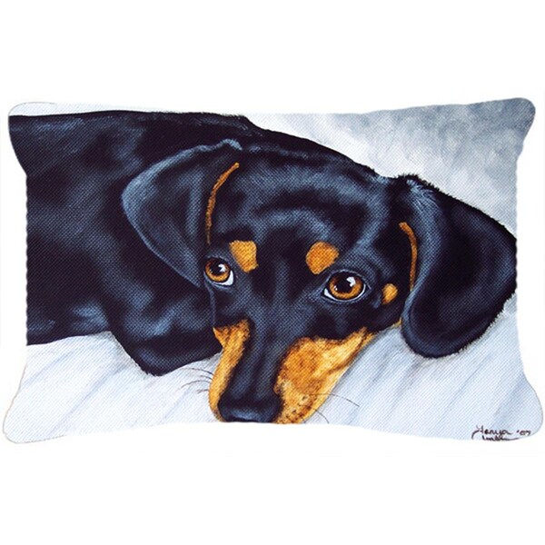 Carolines Treasures Black & Tan Doxie Dachshund Fabric Decorative Pillow - CA78340