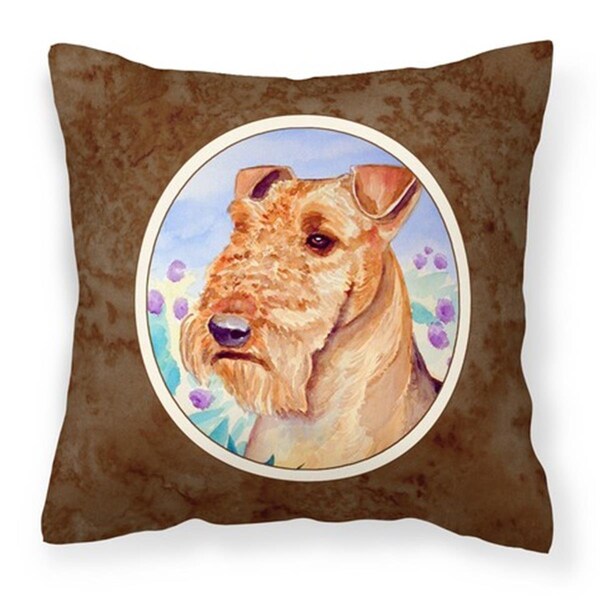 Jensendistributionservices Airedale Terrier in Flowers Fabric Decorative Pillow - MI2549435