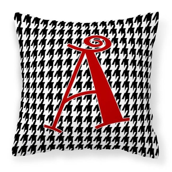 Carolines Treasures Carolines Treasures CJ1035-APW1414 Letter A Monogram - Black & White Houndstooth Fabric Decorative Pillow - CJ1035-APW1414