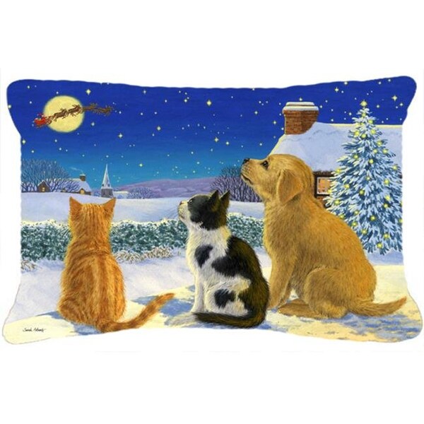 Carolines Treasures Carolines Treasures ASA2208PW1216 Golden Retriever & Kittens Watching Santa Fabric Decorative Pillow - ASA2208PW1216
