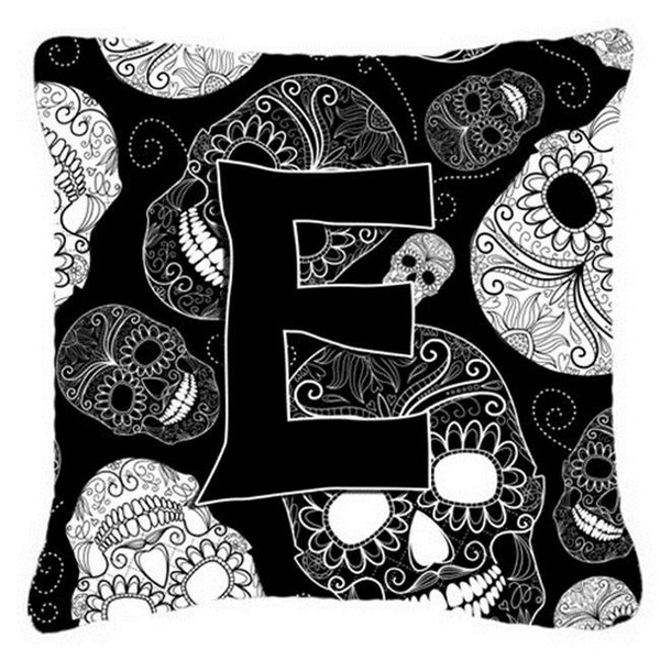 Carolines Treasures Carolines Treasures CJ2008-EPW1818 Letter E Day Of The Dead Skulls Black Canvas Fabric Decorative Pillow - CJ2008-EPW1818