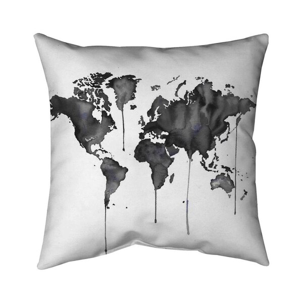 Begin Home Decor 20 x 20 in. Watercolor World Map-Double Sided Print Indoor Pillow - 5541-2020-TV12
