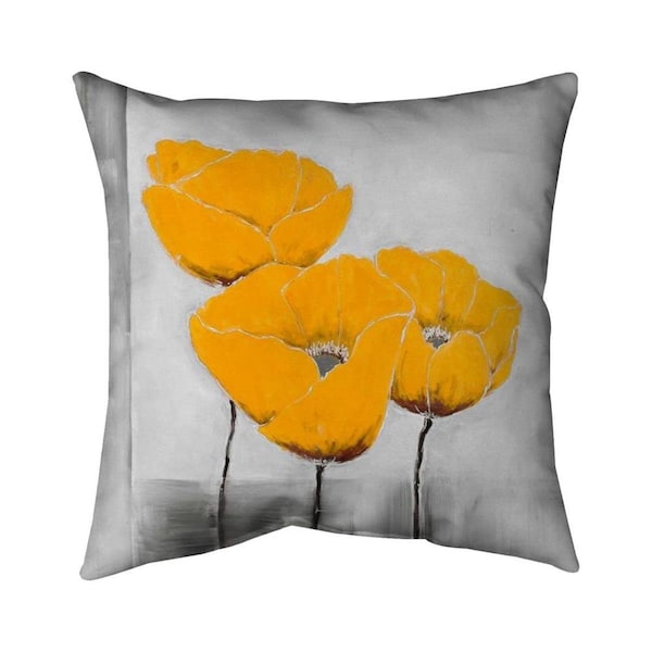 Fondo 26 x 26 in. Three Yellow Flowers-Double Sided Print Indoor Pillow - FO2798658