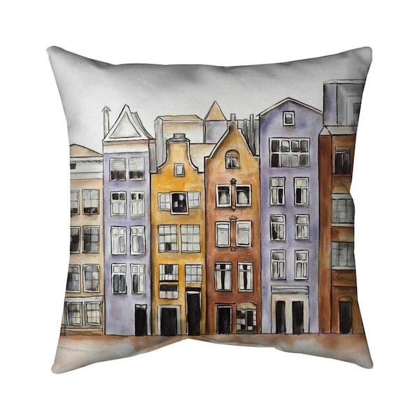 Begin Home Decor 20 x 20 in. Amsterdam Houses Hotel-Double Sided Print Indoor Pillow - 5541-2020-CI261