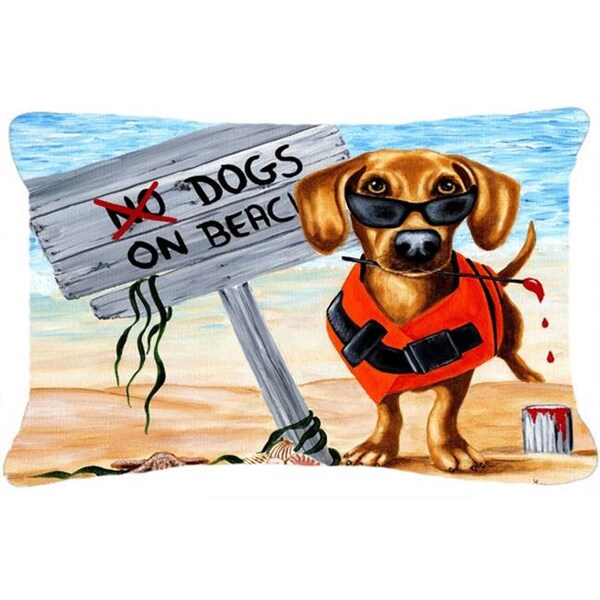 Carolines Treasures Carolines Treasures AMB1341PW1216 The Dog Beach Dachshund Fabric Decorative Pillow - AMB1341PW1216