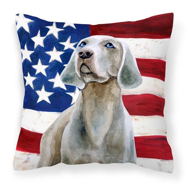 Carolines Treasures Carolines Treasures BB9674PW1414 Weimaraner Patriotic Fabric Decorative Pillow - BB9674PW1414
