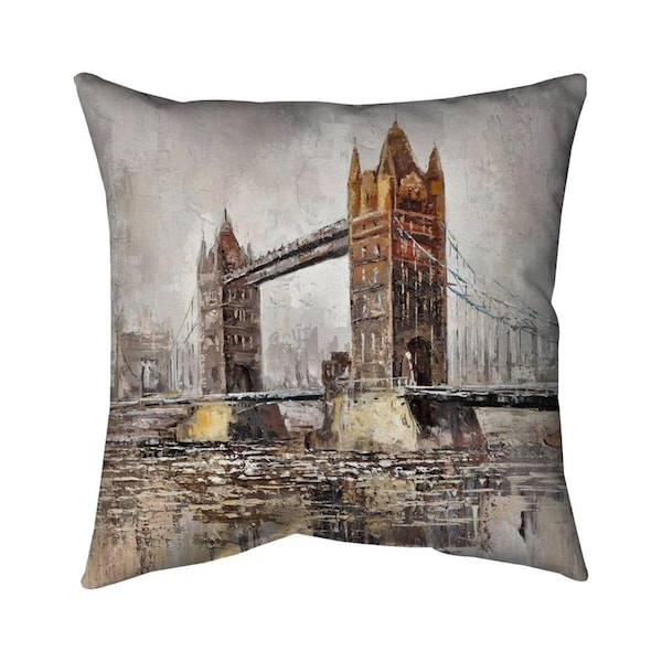 Begin Home Decor 26 x 26 in. London Tower Bridge-Double Sided Print Indoor Pillow - 5541-2626-CI29