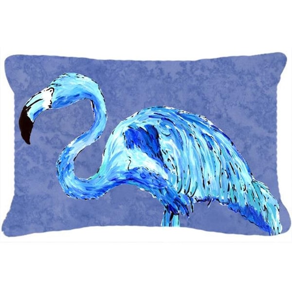 Jensendistributionservices 12 x 16 In. Flamingo On Slate Blue Indoor & Outdoor Fabric Decorative Pillow - MI54978