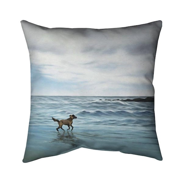 Fondo 26 x 26 in. Dog on the Beach-Double Sided Print Indoor Pillow - FO2772751
