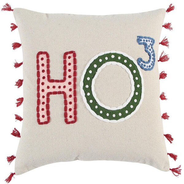 Homeroots Beige & Red Holiday Whimsical Throw Pillow Natural - 402320