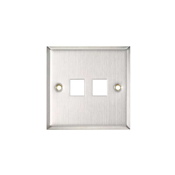 Leviton WALLPLATES 2PORT 86X86MM QP WP, STAINLESS STEEL - BI186-S2P