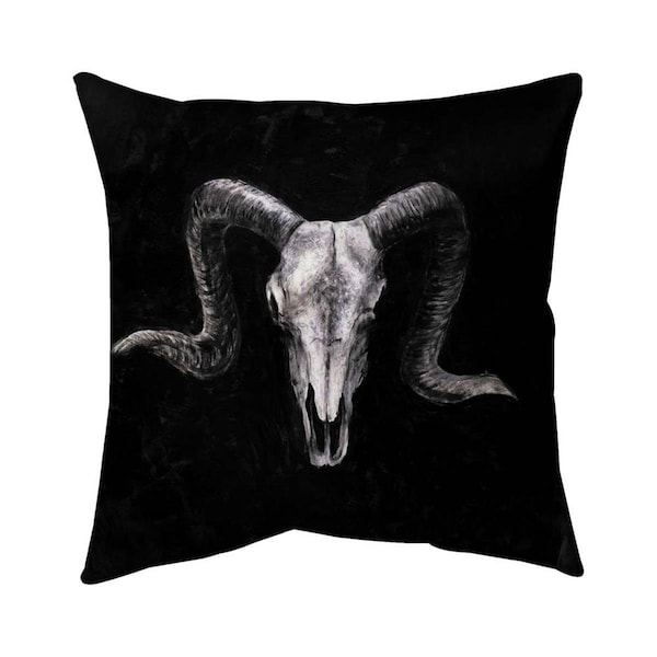 Begin Home Decor 20 x 20 in. Ram Skull Grunge Style-Double Sided Print Indoor Pillow - 5541-2020-AN226