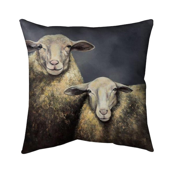 Fondo 26 x 26 in. Two Sheeps-Double Sided Print Indoor Pillow - FO2775463
