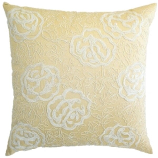 Room With A View Gold polysilk with cord beige cord embroidery pillow. - C815 GOLD