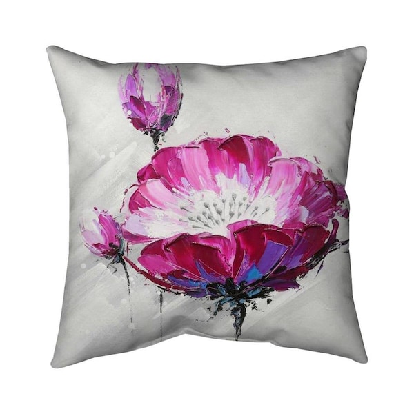 Begin Home Decor 20 x 20 in. Fuchsia Wild Flower-Double Sided Print Indoor Pillow - 5541-2020-FL59