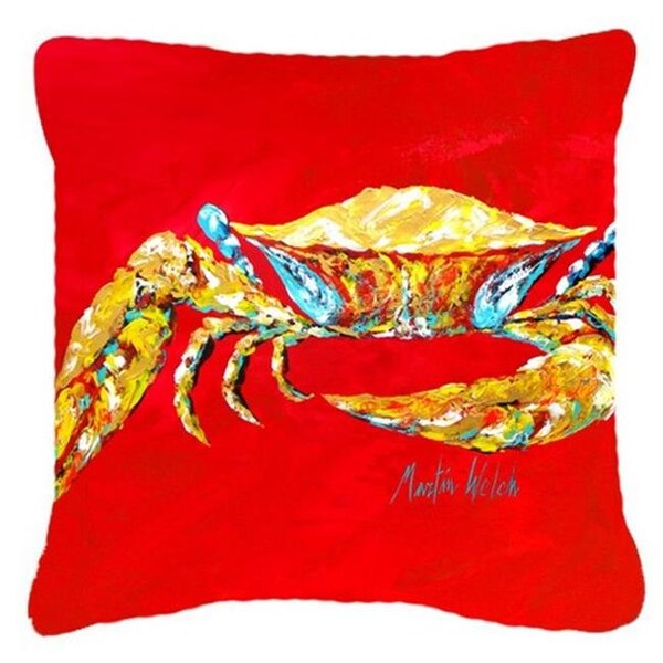 Carolines Treasures Carolines Treasures MW1116PW1818 Crab Blue On Red; Sr Canvas Fabric Decorative Pillow - MW1116PW1818