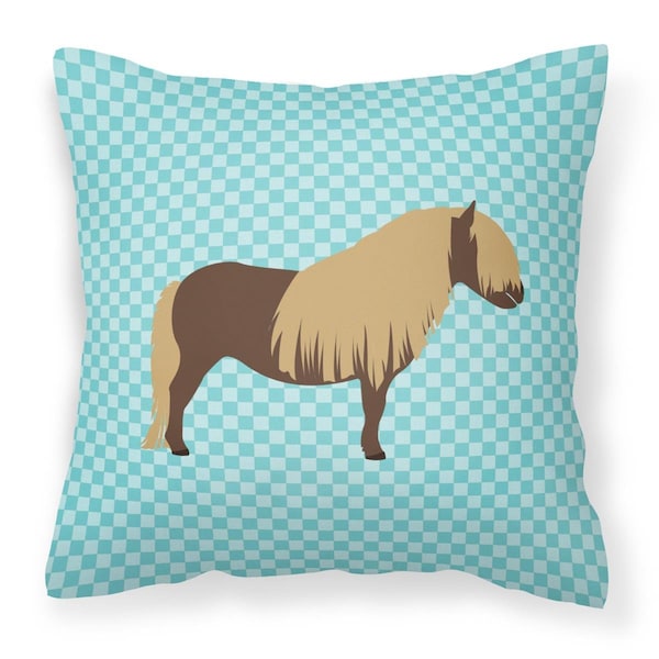 Jensendistributionservices Shetland Pony Horse Blue Check Fabric Decorative Pillow, 14 x 14 in. - MI2550791