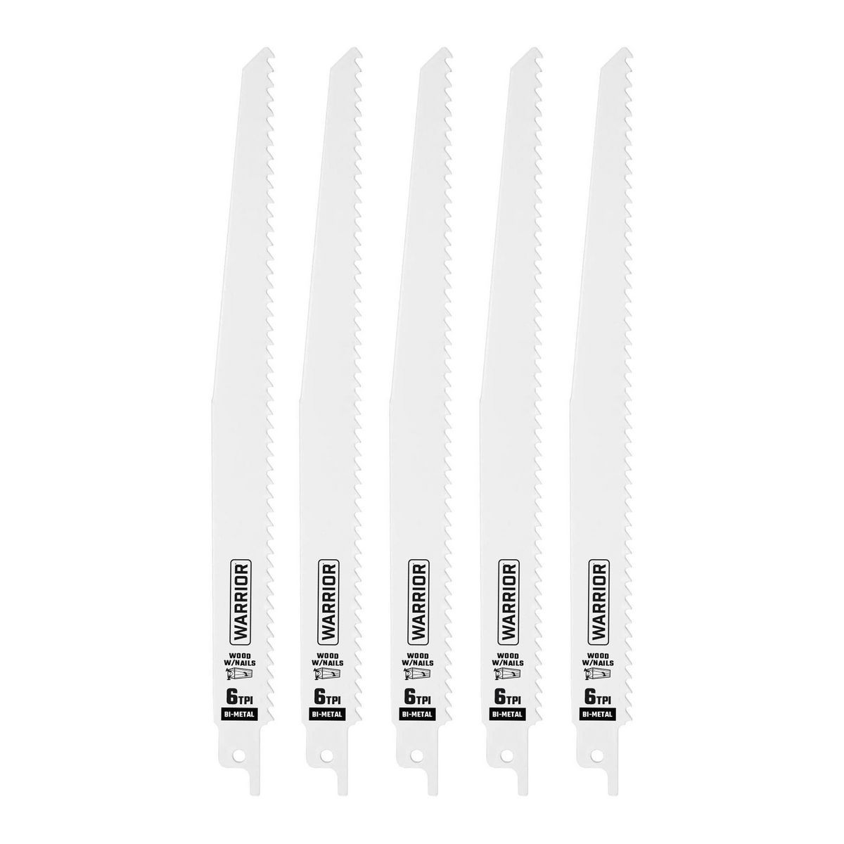 Guerrero 9 pulg. 6 TPI Hojas de sierra alternativa bimetálicas para corte de madera, paquete de 5 - 68036