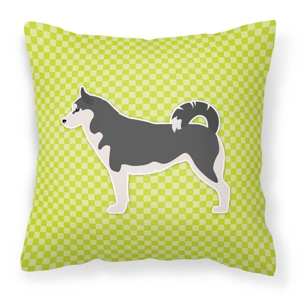 Jensendistributionservices Siberian Husky Checkerboard Green Fabric Decorative Pillow - MI2550098