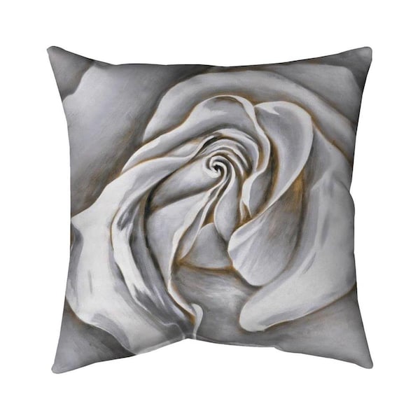 Fondo 26 x 26 in. White Rose Delicate-Double Sided Print Indoor Pillow - FO2792910