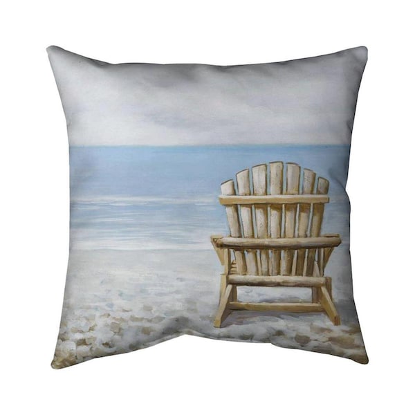 Begin Home Decor 20 x 20 in. Wood Beach Chair-Double Sided Print Indoor Pillow - 5541-2020-CO26