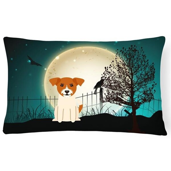 Jensendistributionservices Halloween Scary Jack Russell Terrier Canvas Fabric Decorative Pillow - MI893593