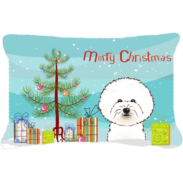 Carolines Treasures Christmas Tree & Bichon Frise Fabric Decorative Pillow - CA78511
