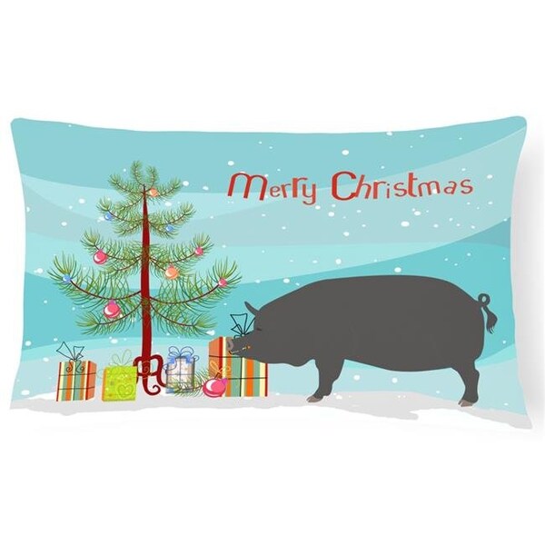 Carolines Treasures Carolines Treasures BB9300PW1216 Berkshire Pig Christmas Canvas Fabric Decorative Pillow - BB9300PW1216