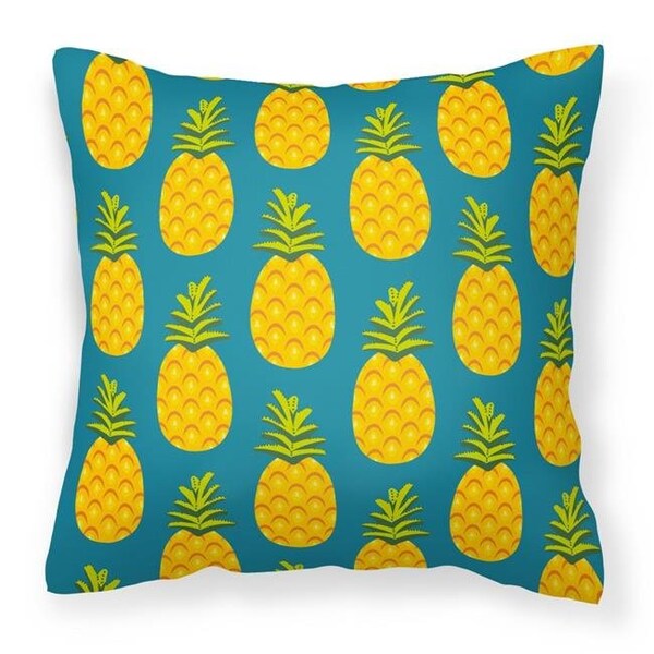 Carolines Treasures Carolines Treasures BB5145PW1414 Pineapples on Teal Fabric Decorative Pillow - 14 x 3 x 14 in. - BB5145PW1414