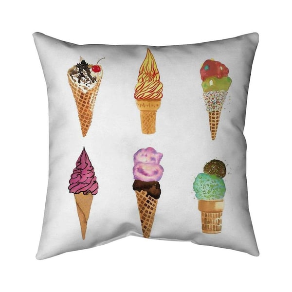 Begin Home Decor 20 x 20 in. Ice Cream Cones-Double Sided Print Indoor Pillow - 5541-2020-GA114