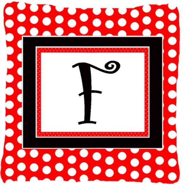 Carolines Treasures Carolines Treasures CJ1012-FPW1414 Letter F Initial Monogram - Red Black Polka Dots Decorative Indoor & Outdoor Fabric Pillow - CJ1012-FPW1414